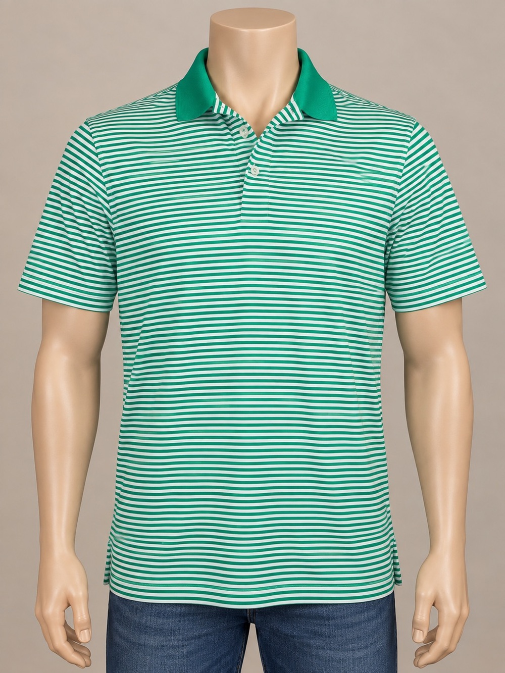 Peter Millar Summer Comfort Striped Golf Polo Men’s S Oversized Green White